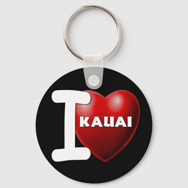 I Love Kauai, Hawaii Keychain (Front)