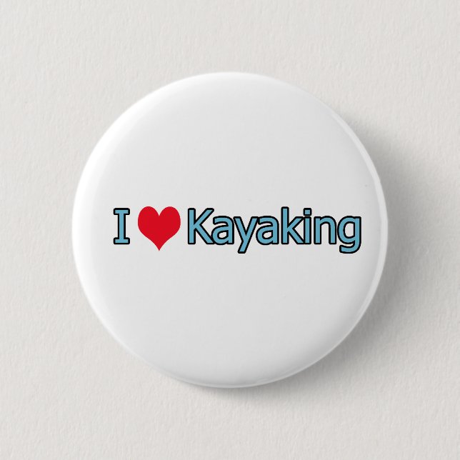 I Love Kayaking Logo Button (Front)