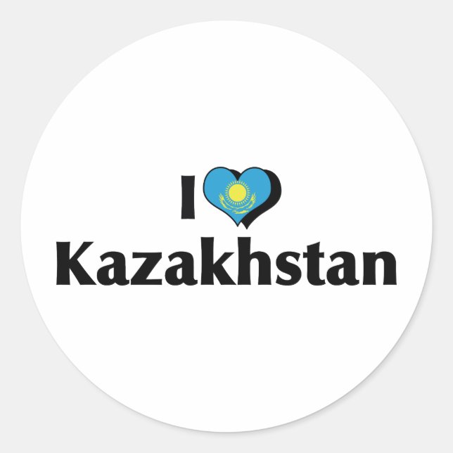 I Love Kazakhstan Flag Classic Round Sticker (Front)