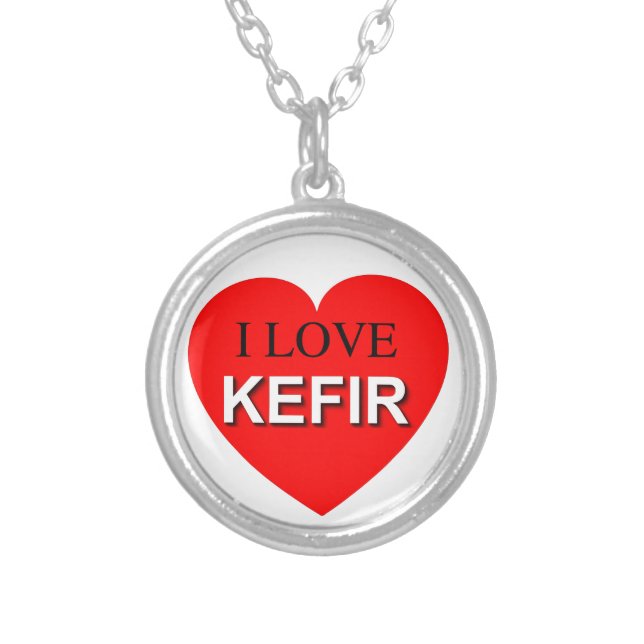 I Love Kefir Silver Plated Necklace (Front)