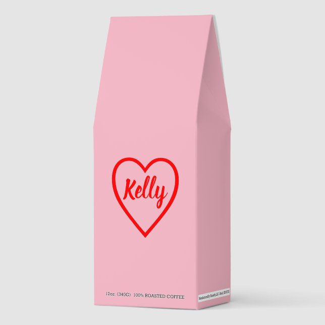 I Love Kelly (Name) Heart Red Pink Roasted Coffee (Front)