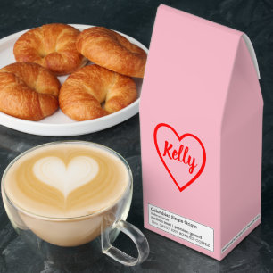 I Love Kelly (Name) Heart Red Pink Roasted Coffee