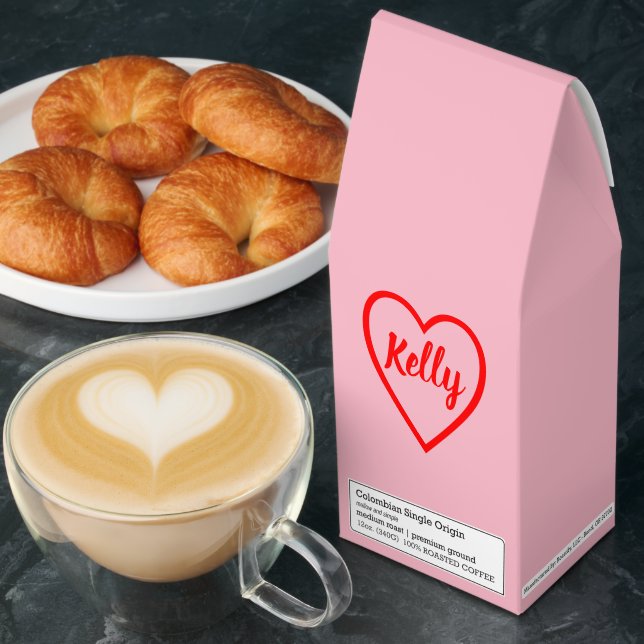 I Love Kelly (Name) Heart Red Pink Roasted Coffee (Breakfast)