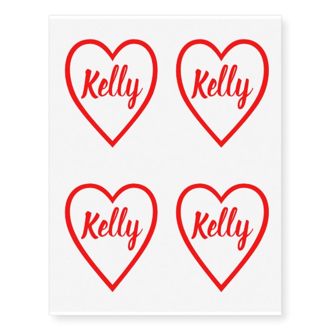 I Love Kelly (Name) I Heart Temporary Tattoos (Front)