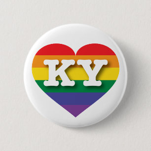I Love Kentucky Rainbow Heart Button