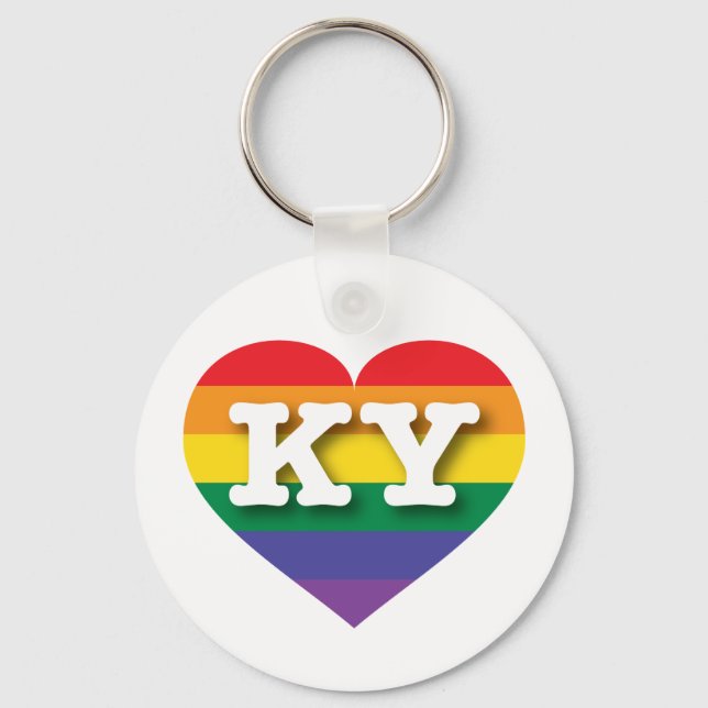 I Love Kentucky Rainbow Heart Keychain (Front)