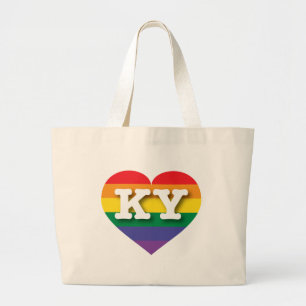 I Love Kentucky Rainbow Heart Large Tote Bag