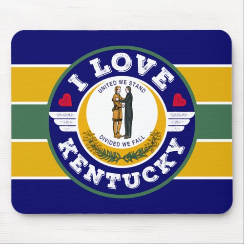 I Love Kentucky State Flag Retro Striped Pattern Mouse Pad