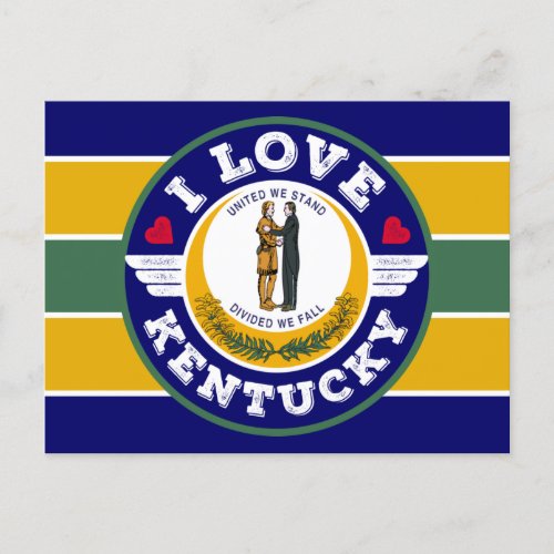 I Love Kentucky State Flag Retro Striped Pattern Postcard