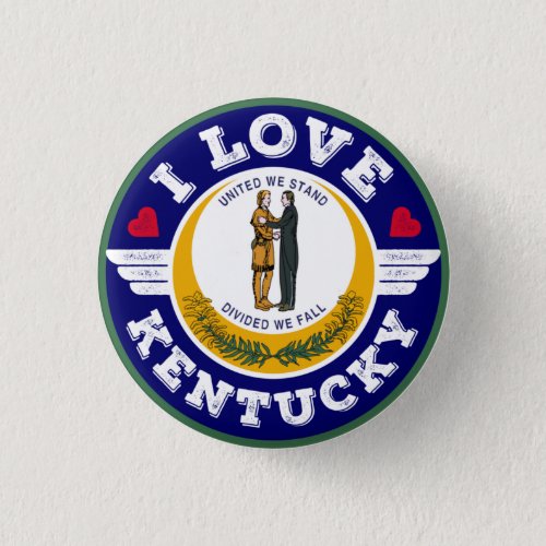 I Love Kentucky State Flag United We Stand Button