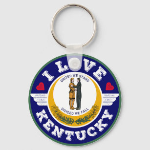 I Love Kentucky State Flag United We Stand Keychain