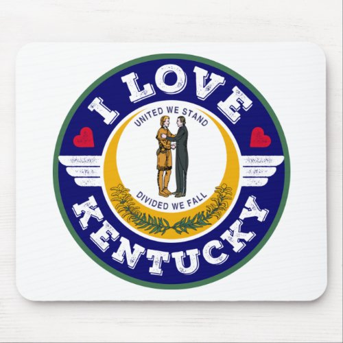 I Love Kentucky State Flag United We Stand Mouse Pad
