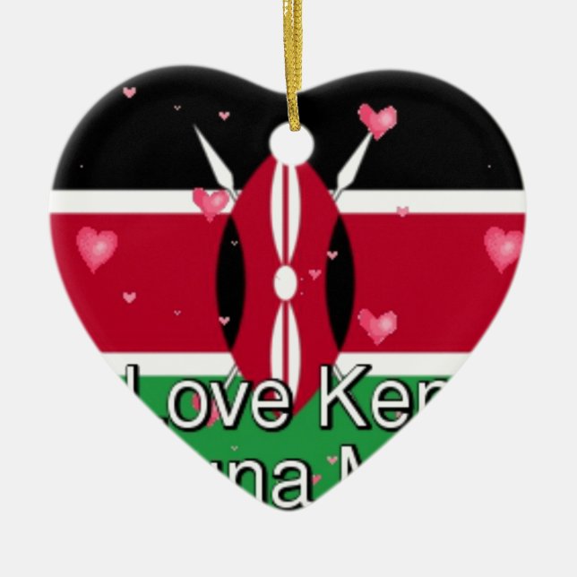 I Love Kenya and "Hakuna Matata" Art Print Ceramic Ornament (Front)