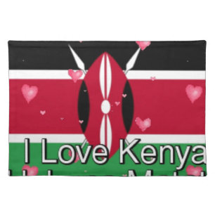 I Love Kenya and "Hakuna Matata" Art Print Cloth Placemat