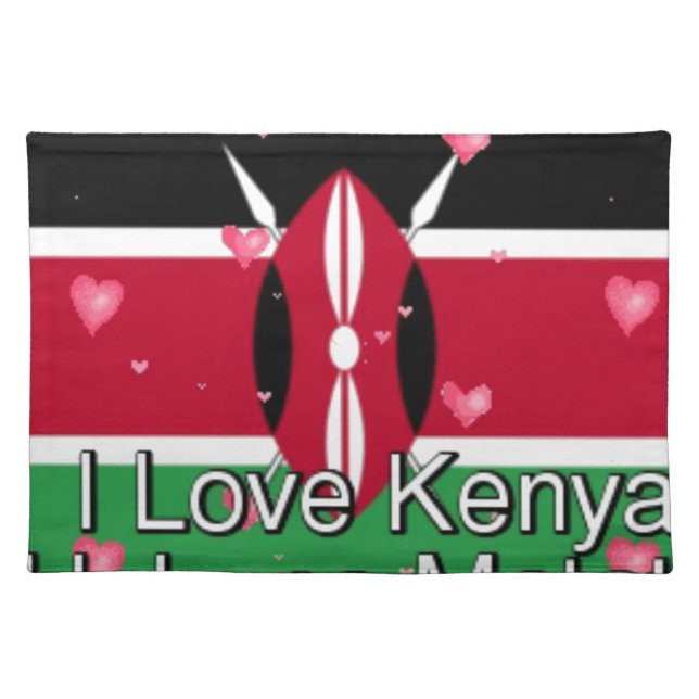 I Love Kenya and "Hakuna Matata" Art Print Cloth Placemat (Front)