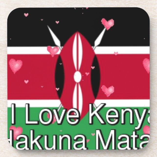 I Love Kenya and "Hakuna Matata" Art Print Coaster (Front)