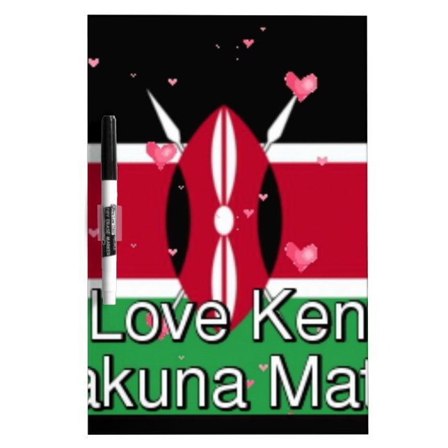 I Love Kenya and "Hakuna Matata" Art Print Dry Erase Board (Front)