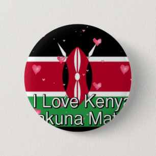 I Love Kenya and "Hakuna Matata" Art Print Pinback Button