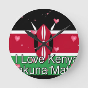 I Love Kenya and "Hakuna Matata" Art Print Round Clock