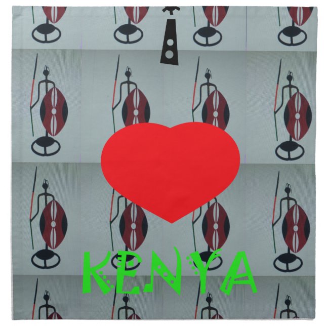 I Love Kenya Art Print Napkin (Front)
