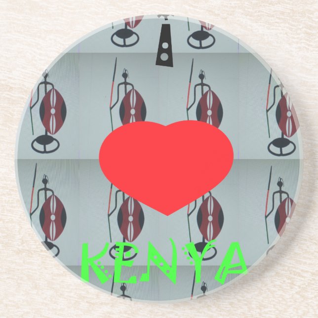 I Love Kenya Art Print Sandstone Coaster (Front)