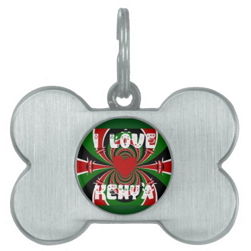 I Love Kenya Beautiful Lovely National Flag Color Pet Name Tag