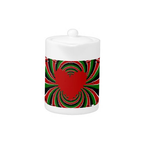 I Love Kenya Beautiful Lovely National Flag Color Teapot