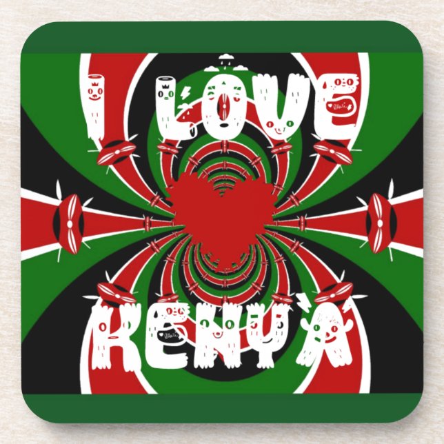 I Love Kenya Hakuna Matata Gifts Drink Coaster (Front)