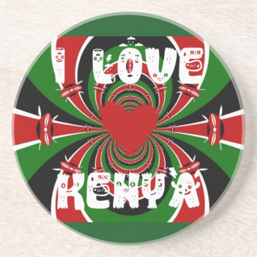 I Love Kenya Hakuna Matata Gifts Sandstone Coaster