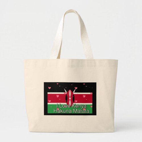I Love  Kenya Hakuna Matata Large Tote Bag