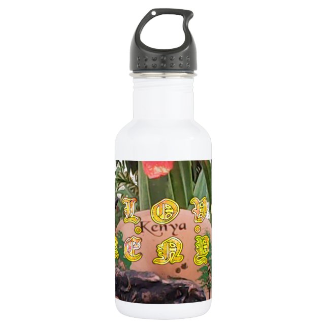 I Love kenya Hakuna Matata Stainless Steel Water Bottle (Front)