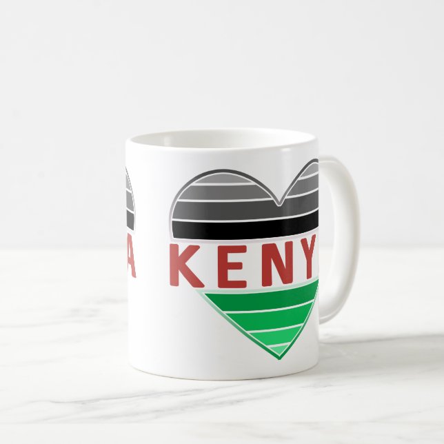 I Love Kenya, Kenyan Heart Coffee Mug (Front Right)