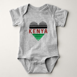 I Love Kenya, Kenyan Heart T-Shirt Baby Bodysuit