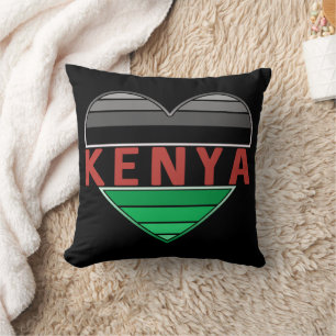 I Love Kenya, Kenyan Heart Throw Pillow