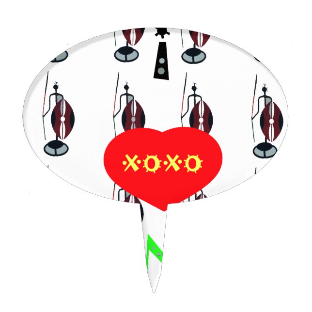 I Love Kenya Maasai Art Print Cake Topper (Front)