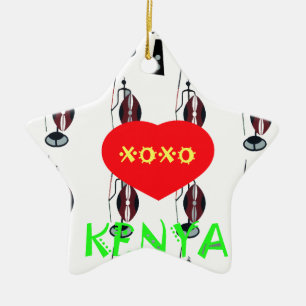 I Love Kenya Maasai Art Print Ceramic Ornament