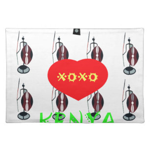 I Love Kenya Maasai Art Print Cloth Placemat