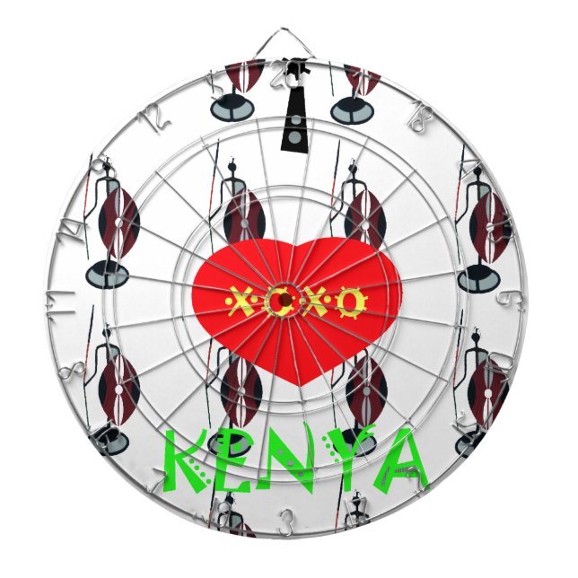 I Love Kenya Maasai Art Print Dartboard With Darts (Front)