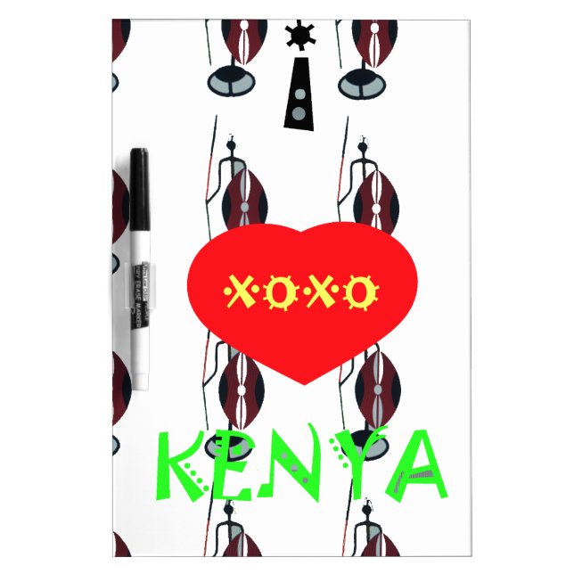 I Love Kenya Maasai Art Print Dry Erase Board (Front)