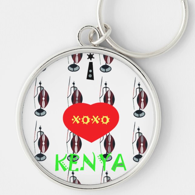 I Love Kenya Maasai Art Print Keychain (Front)