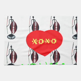 I Love Kenya Maasai Art Print Kitchen Towel
