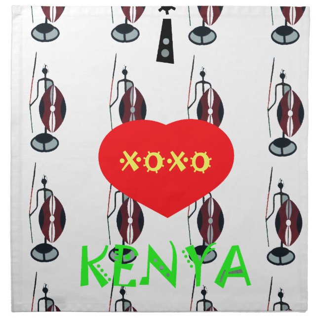 I Love Kenya Maasai Art Print Napkin (Front)