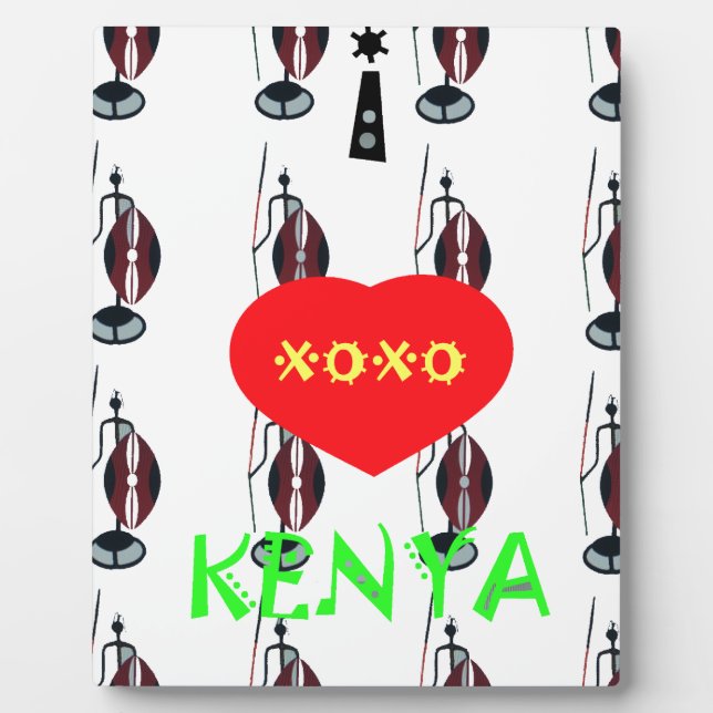 I Love Kenya Maasai Art Print Plaque (Front)