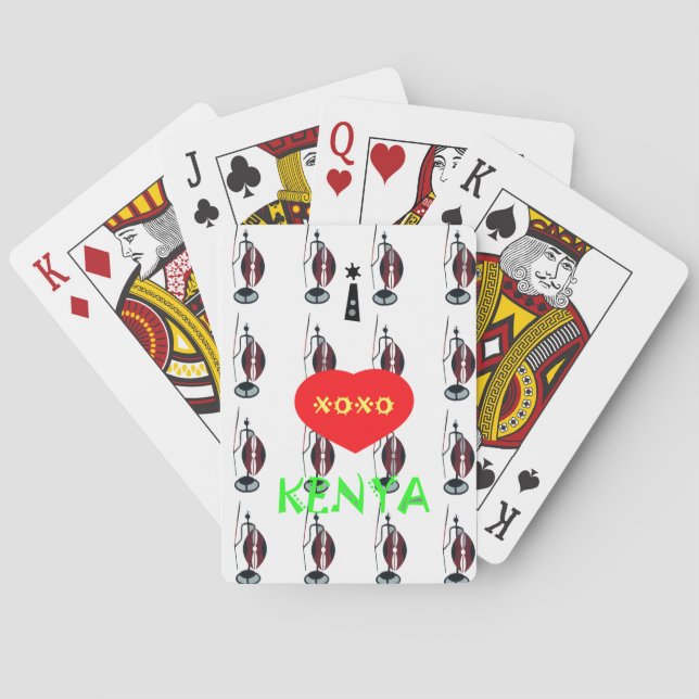 I Love Kenya Maasai Art Print Poker Cards (Back)