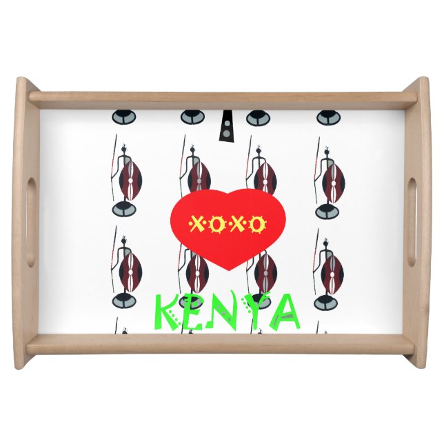 I Love Kenya Maasai Art Print Serving Tray (Front)