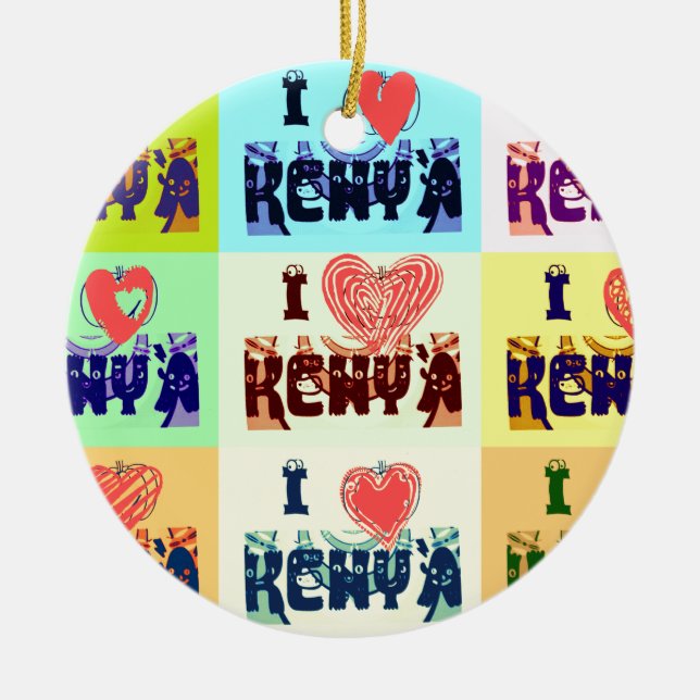 I love Kenya.png Ceramic Ornament (Front)