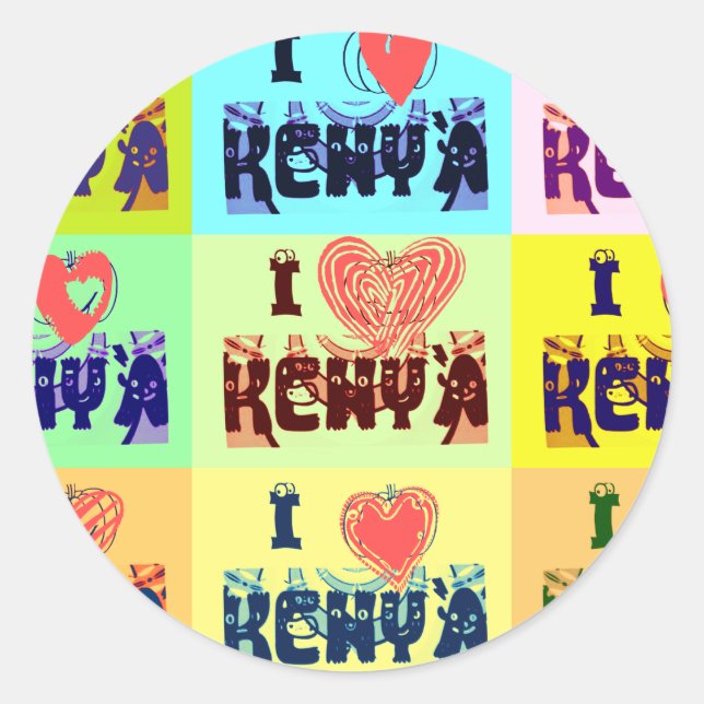 I love Kenya.png Classic Round Sticker (Front)