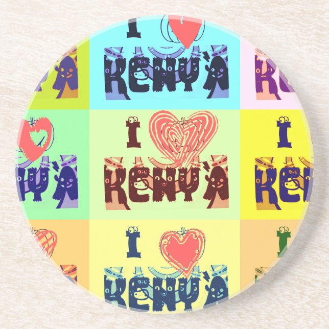 I love Kenya.png Sandstone Coaster (Front)