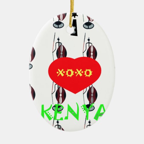 I Love Kenya XOXO Ceramic Ornament