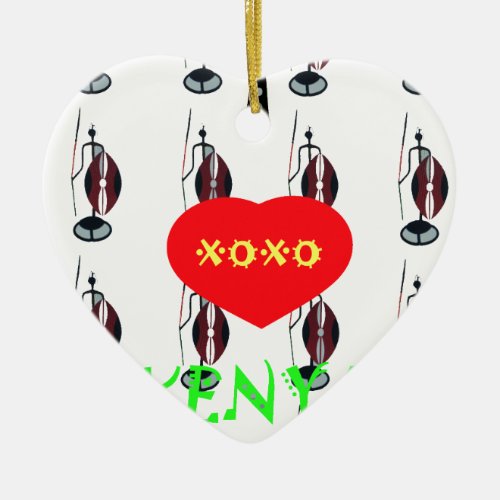 I Love Kenya XOXO Ceramic Ornament
